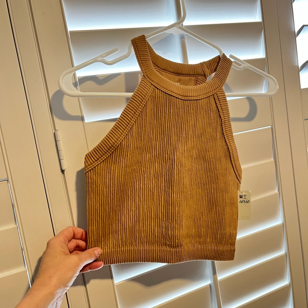 Aerie Ribbed Tan Sleeveless Top